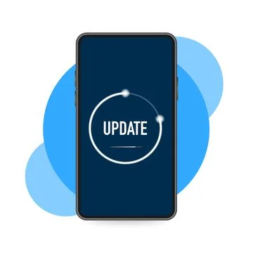 Data update or synchronize with bar process. Update on laptop and smartphone. Illustrazione stock