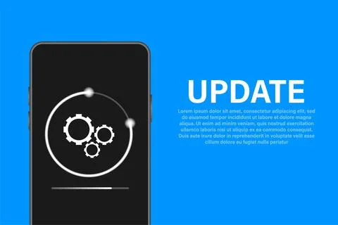 Data update or synchronize with bar process. Update on laptop and smartphone. Stock Illustration