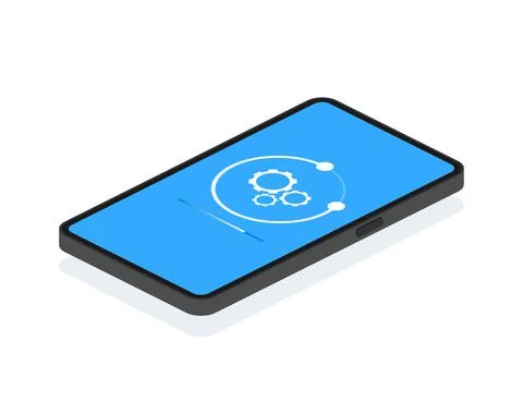 Data update or synchronize with bar process. Update on laptop and smartphone. Stockillustratie