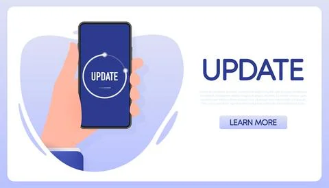 Data update or synchronize with bar process. Flat people. Update on laptop and Иллюстрация
