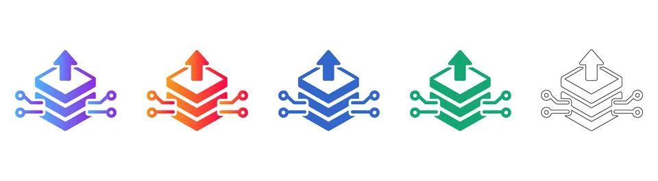 Data Upload and Cloud Server Technology Icons Illustrazione stock