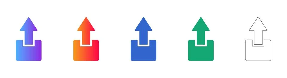 Data Upload and Export Action Icons Illustrazione stock