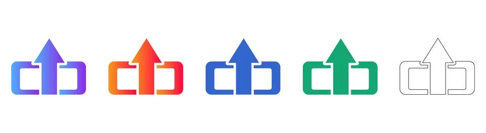 Data Upload and Export Action Icon Set Stock Illustration