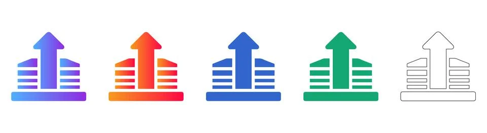 Data Upload and Server Synchronization Icon Set 库存插图