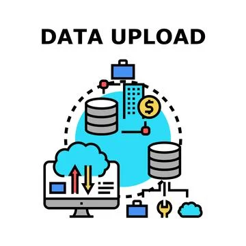 Data upload download cloud computing network transferring Illustrazione stock