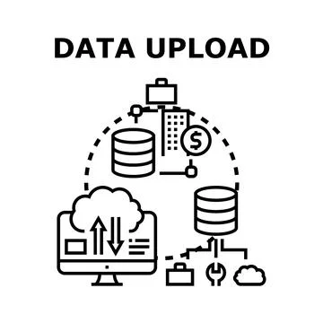 Data upload download cloud computing network transferring Stock Illustration