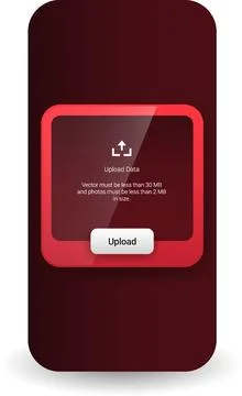 Data Upload Interface Design With Modern Button And Minimalist Red Background Stock Illustration
