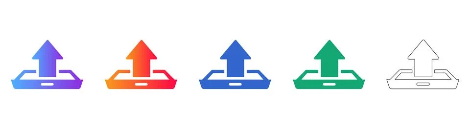 Data Upload Interface Icons Set Illustrazione stock