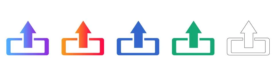 Data Upload Interface Icons Set Illustrazione stock