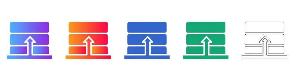 Data Upload Server Icons in Multiple Styles Illustrazione stock