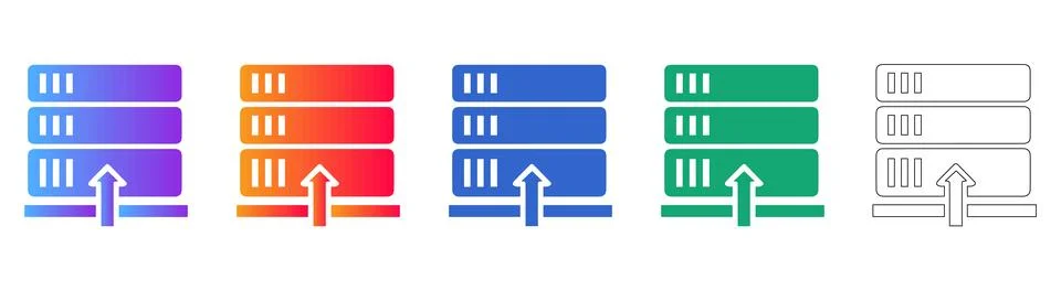 Data Upload to Server Racks Icon Set (Multi Layer Storage) 库存插图