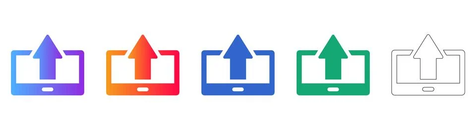 Data Upload Tablet Icons 库存插图