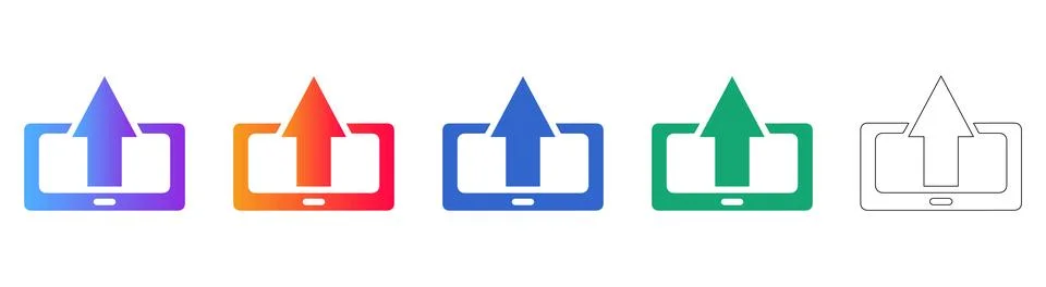 Data Upload Tablet Screen Icons Set Stock-Illustration