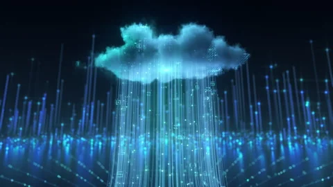 Data uploaded into the cloud. A 3D rendering of a photorealistic cloud in Stock Footage 198270852