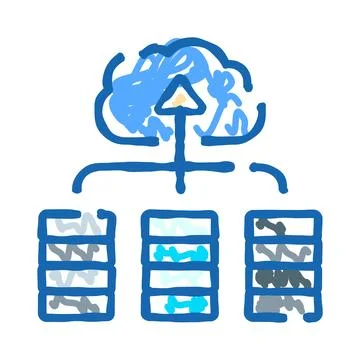Data uploading to cloud computing storage server network Stock Illustration