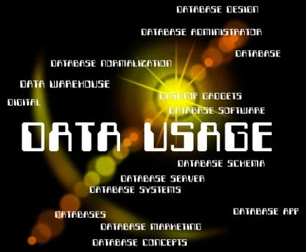 Data Usage Means Consumption Word And Words Stock Illustration