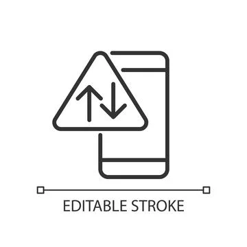 Data usage warning pixel perfect linear icon Stock Illustration