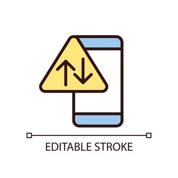 Data usage warning pixel perfect RGB color icon Stock Illustration