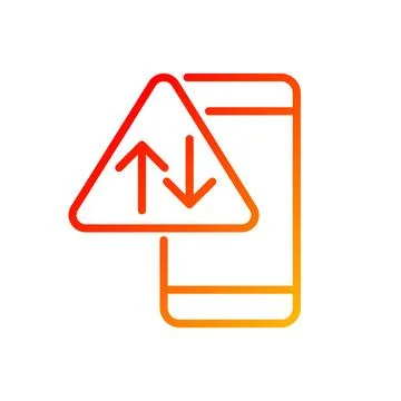 Data usage warning pixel perfect gradient linear vector icon Stock Illustration