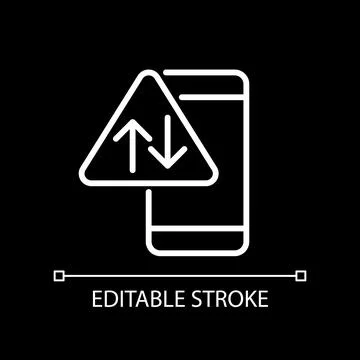 Data usage warning white linear icon for dark theme Stock Illustration