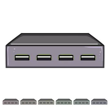 Data usb hub cartoon vector graphic 库存插图