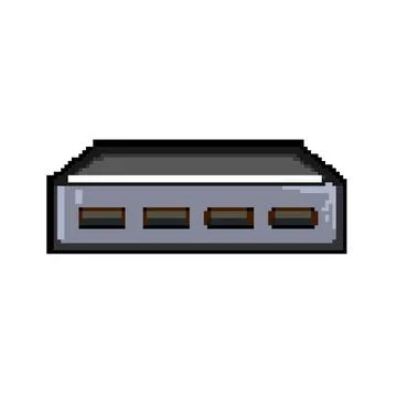 Data usb hub pixel art vector illustration Stock Illustration