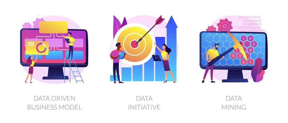 Data use in business vector concept metaphors Illustrazione stock