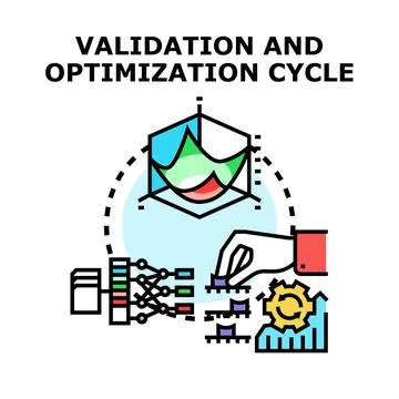 Data validation and optimization cycle concept Stock Illustration