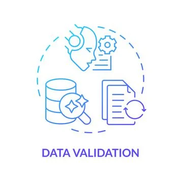 Data validation blue gradient concept icon Stock Illustration