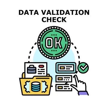 Data validation check ensuring quality control process Stock Illustration