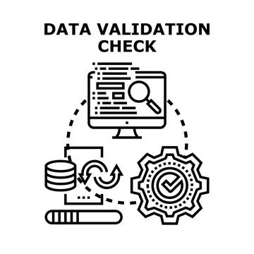 Data validation checking processing accuracy and integrity Stock Illustration