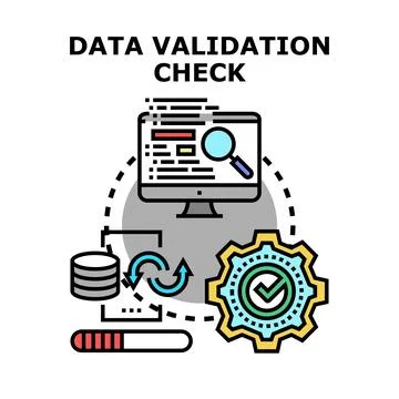 Data validation checking processing accuracy and integrity Stock Illustration
