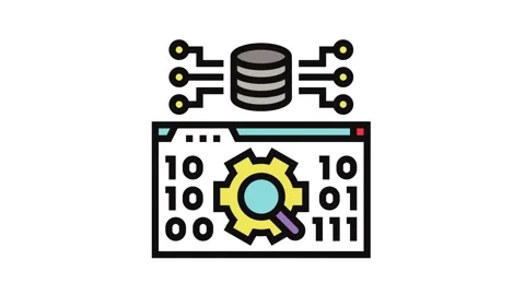 Data validation database color icon animation Stock Footage 326106285