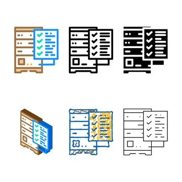 Data validation database color icon variations vector Stock Illustration
