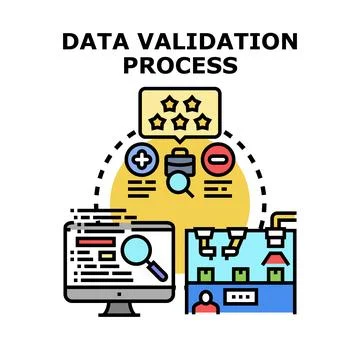 Data validation process concept for efficient information verification Stock Illustration
