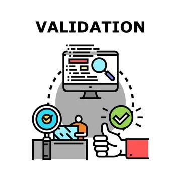 Data validation process verifying information and ensuring quality Stock Illustration