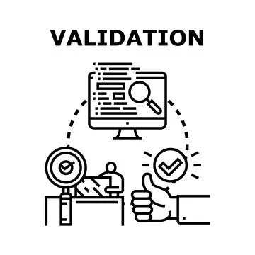 Data validation process verifying information and ensuring quality Stock Illustration