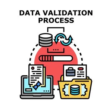 Data validation process verifying information quality concept Stockillustratie