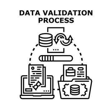 Data validation process verifying information quality concept Stock Illustration
