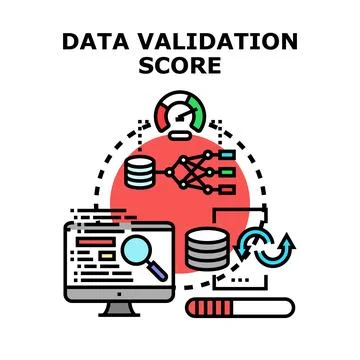 Data validation scoring process evaluating information quality Stock Illustration