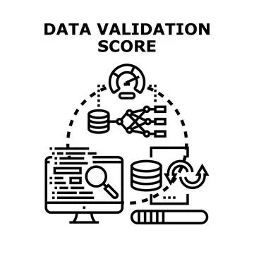 Data validation scoring process evaluating information quality Stock Illustration