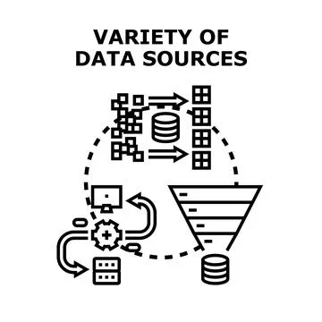 Data variety sources connecting analyzing transforming information technology イラスト素材