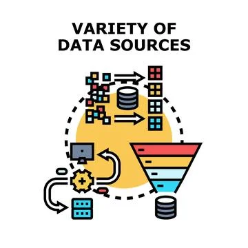 Data variety sources connecting analyzing transforming information technology Stock Illustration