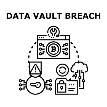Data vault breach concept illustrating cyber security threat Stock Illustration