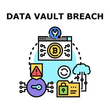 Data vault breach concept illustrating cyber security threat Stock Illustration
