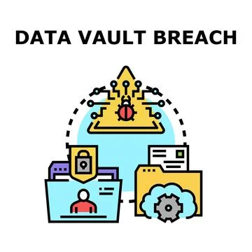 Data vault breach with malware attacking personal information 스톡 일러스트
