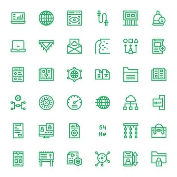Data Vector Icon Library with 36 Bold Line 64x64 Pixel Optimized Designs Illustrazione stock