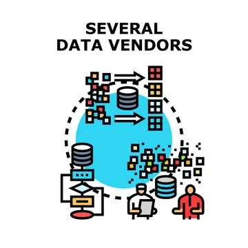 Data vendors managing information processing and distribution 스톡 일러스트