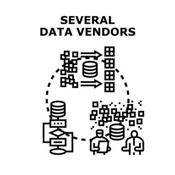 Data vendors managing information processing and distribution Stock Illustration