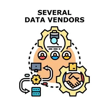 Data vendors process and analyze information flow Illustrazione stock